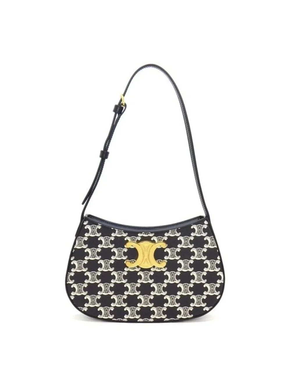 Celine Shoulder Bag Tilly Black White Triomphe Canvas Leather - Picture 1 of 11